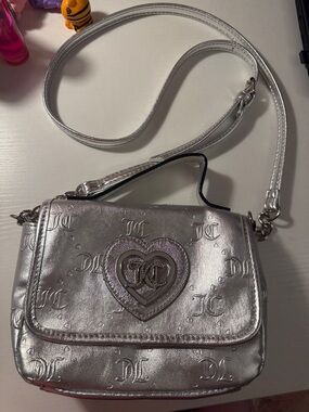 Silver Heart-Accent Crossbody Bag